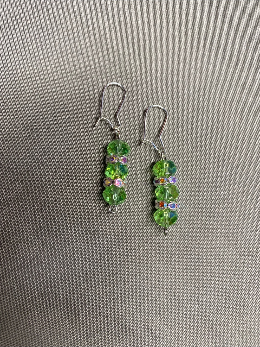 HANDMADE Green Crystal Bead Drop Earrings - Women Jewelry